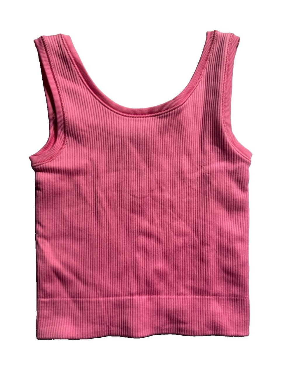 Athleta Girl Rise Above Rib Crop Tank Pink Girls XS 6 Scoop Neck